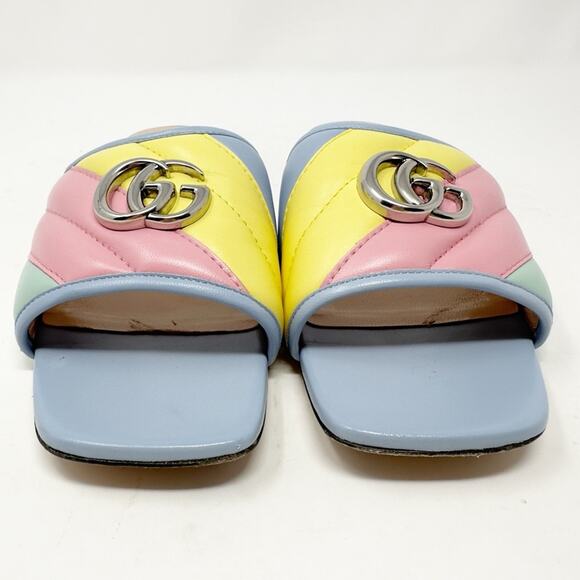 Gucci Jolie GG Marmont Quilted Leather Pastel Flat Slide Sandals - Picture 4 of 12